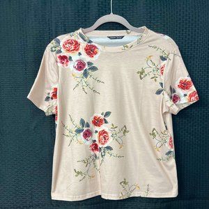 Shein Dusty Pink Floral T-Shirt